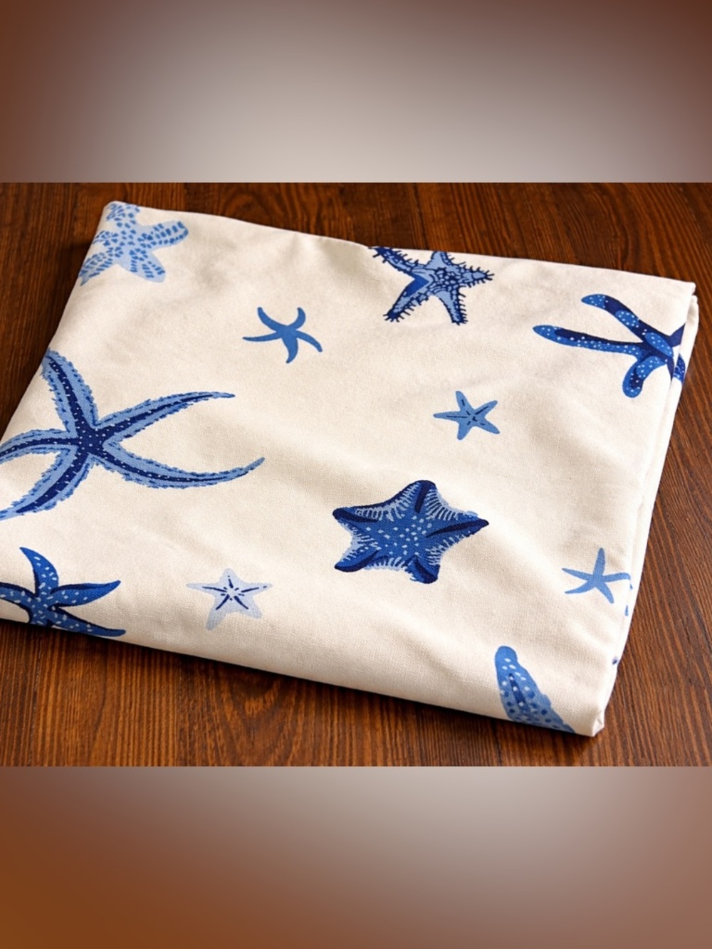 Duralee STARFISH Nautical Fabric 6 Yds. Blue On Cream